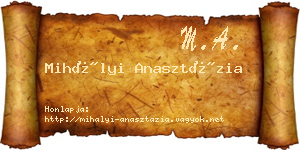 Mihályi Anasztázia névjegykártya